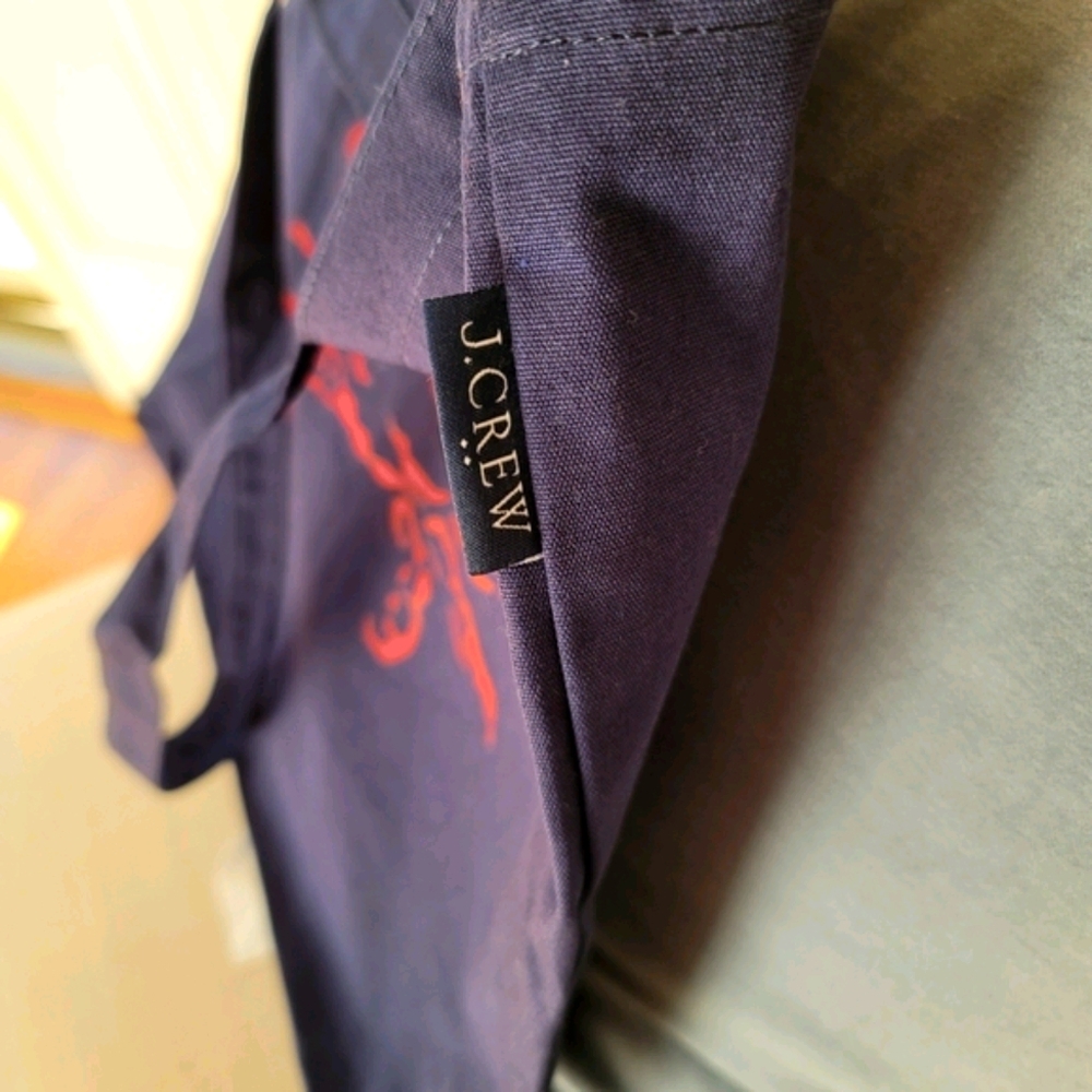 New! J. Crew Crab Tote Bag Cotton in Navy Blue NWT - Picture 3 of 4
